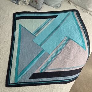 Vintage Aqua & Navy Geometric Scarf